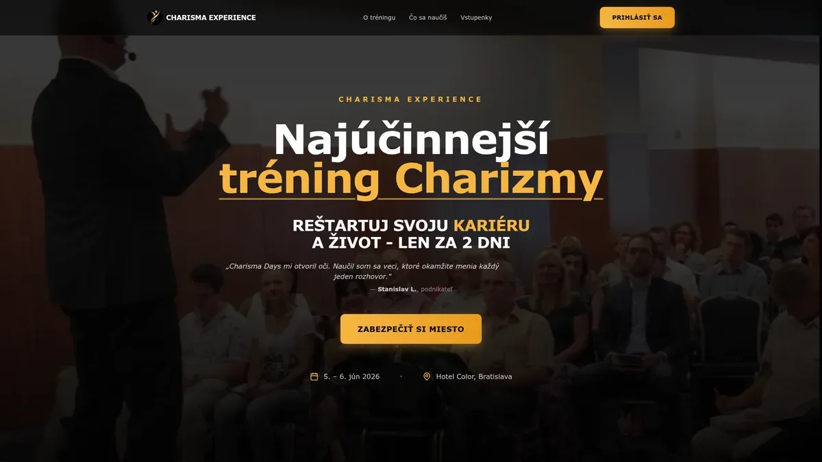 Náhľad webu Charisma Experience