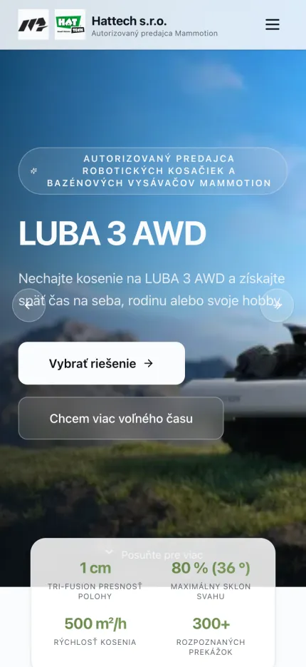 Náhľad webu Hattech – Mammotion na mobile