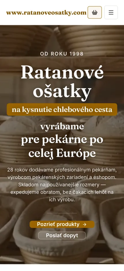 Náhľad webu Ratanové ošatky na mobile